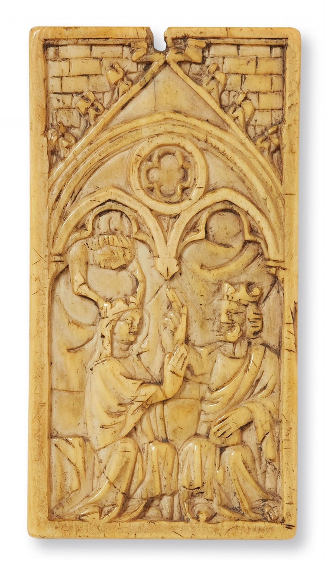 A Parisian carved ivory relief of the Coronation of the Virgin, around 1330/1350