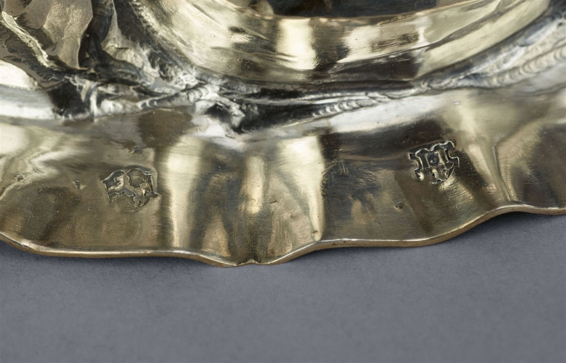 A parcel gilt silver drinking vessel in the form of a stag - Image 3 of 4