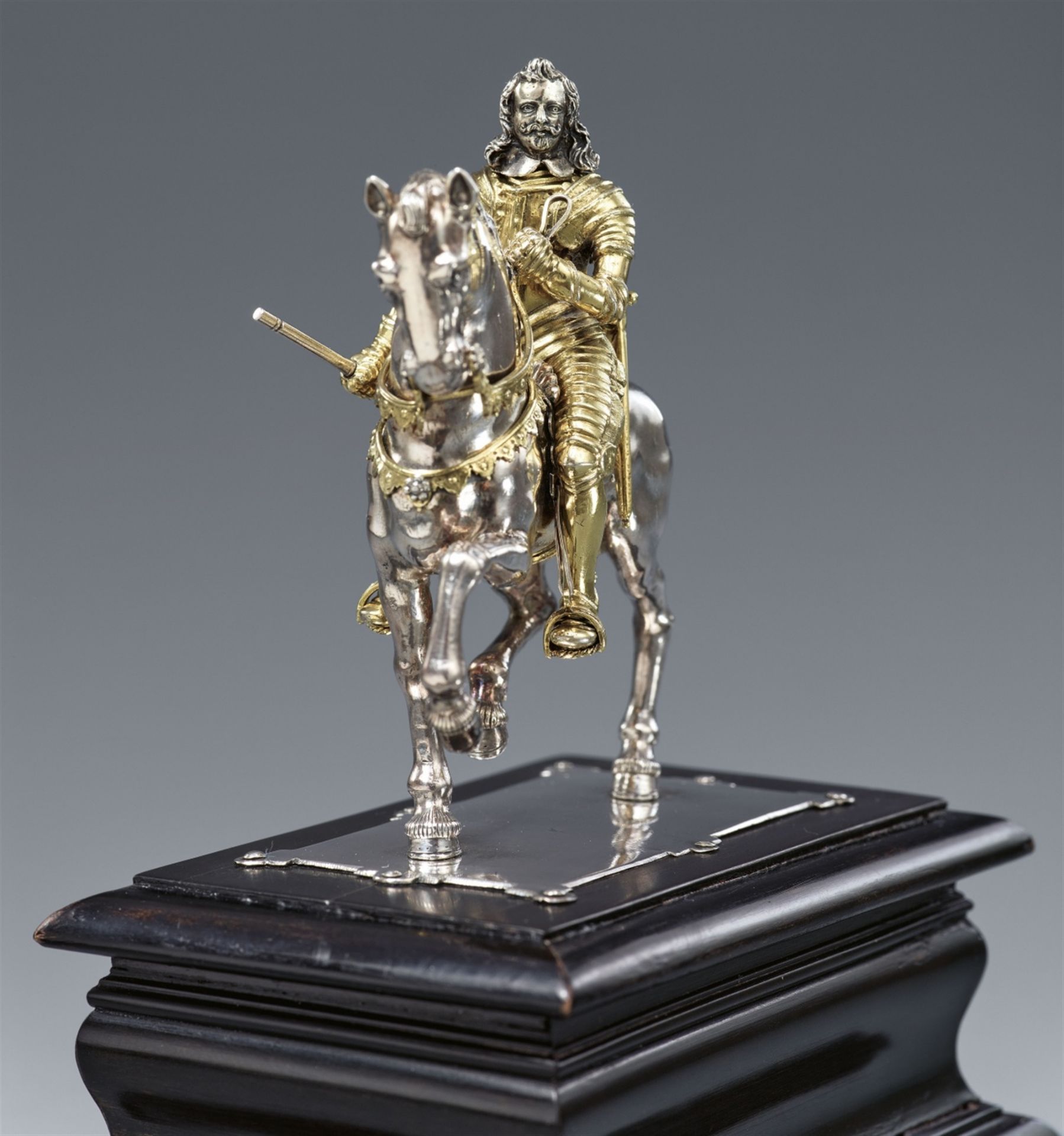 A small silver equestrian statue Emperor Ferdinand III - Image 2 of 3