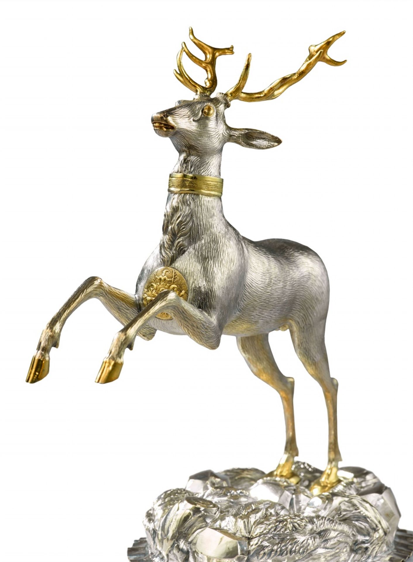 A parcel gilt silver drinking vessel in the form of a stag - Image 2 of 4