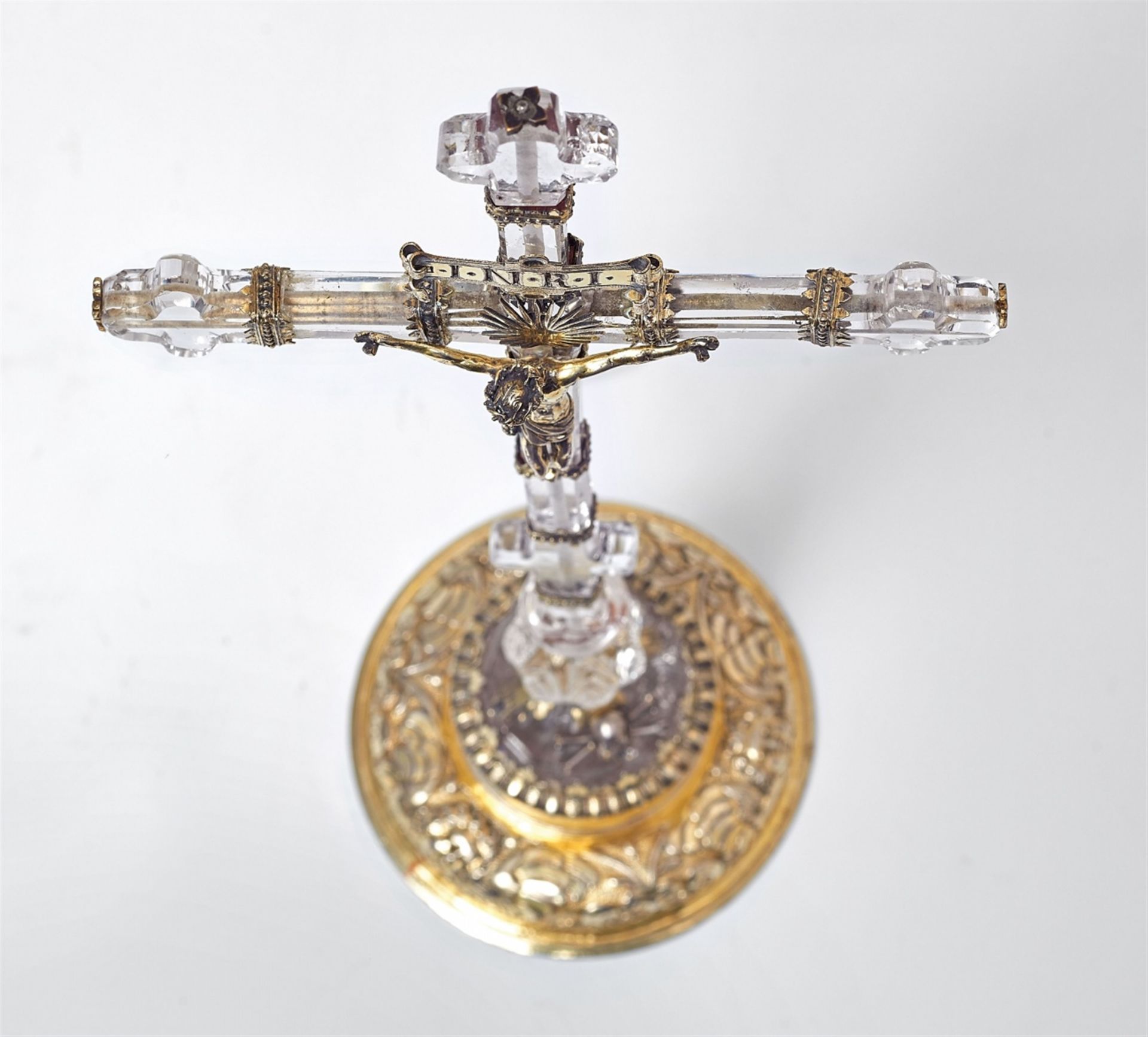 A small silver-mounted rock crystal altar cross, mid-17th century - Image 3 of 8