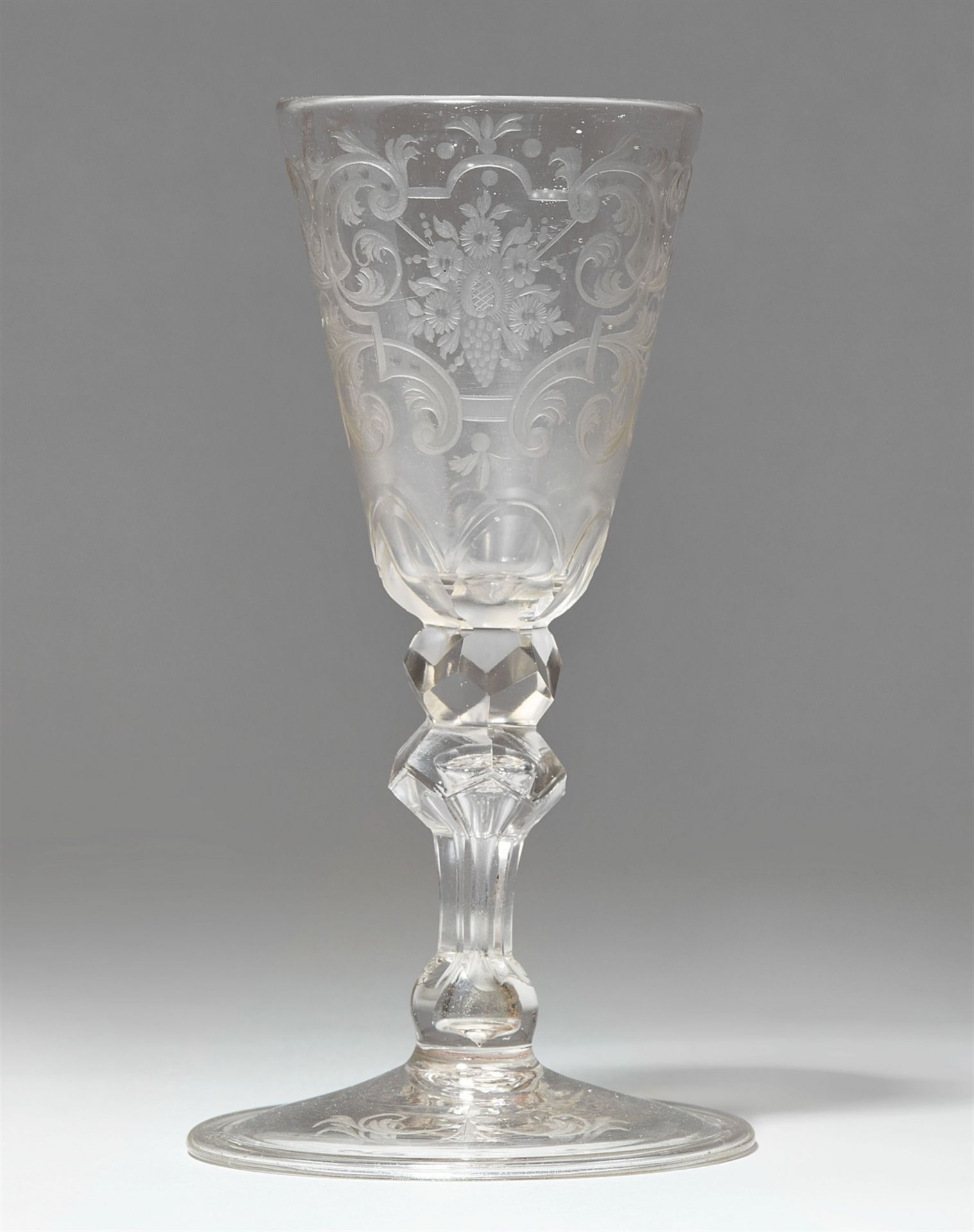 A Bohemian cut glass goblet