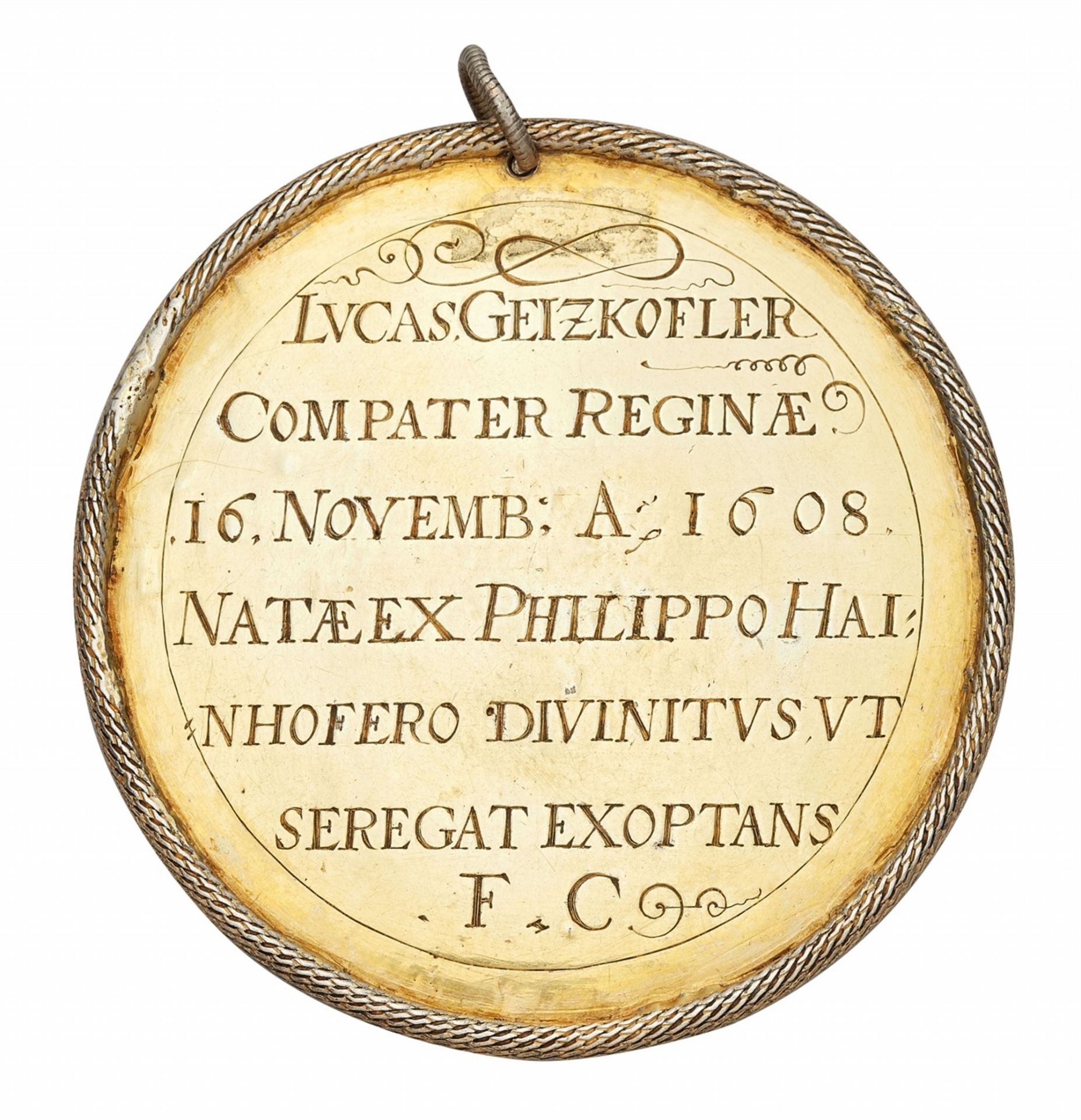 An important silver gilt medallion with the adoration of the shepherds, Gift for the birth of Regina - Image 4 of 4