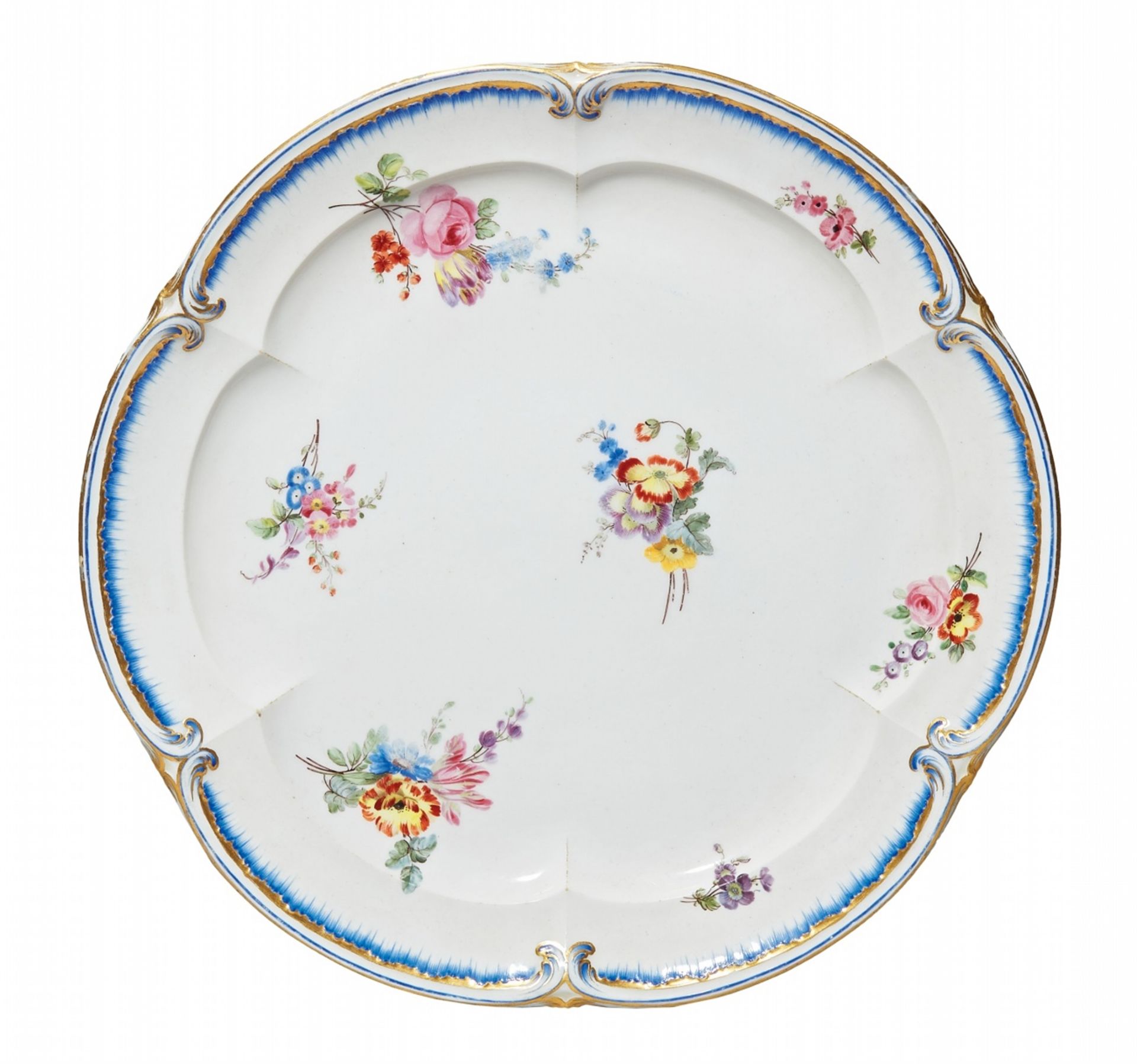 A Sèvres soft-paste porcelain platter from a service with bouquets