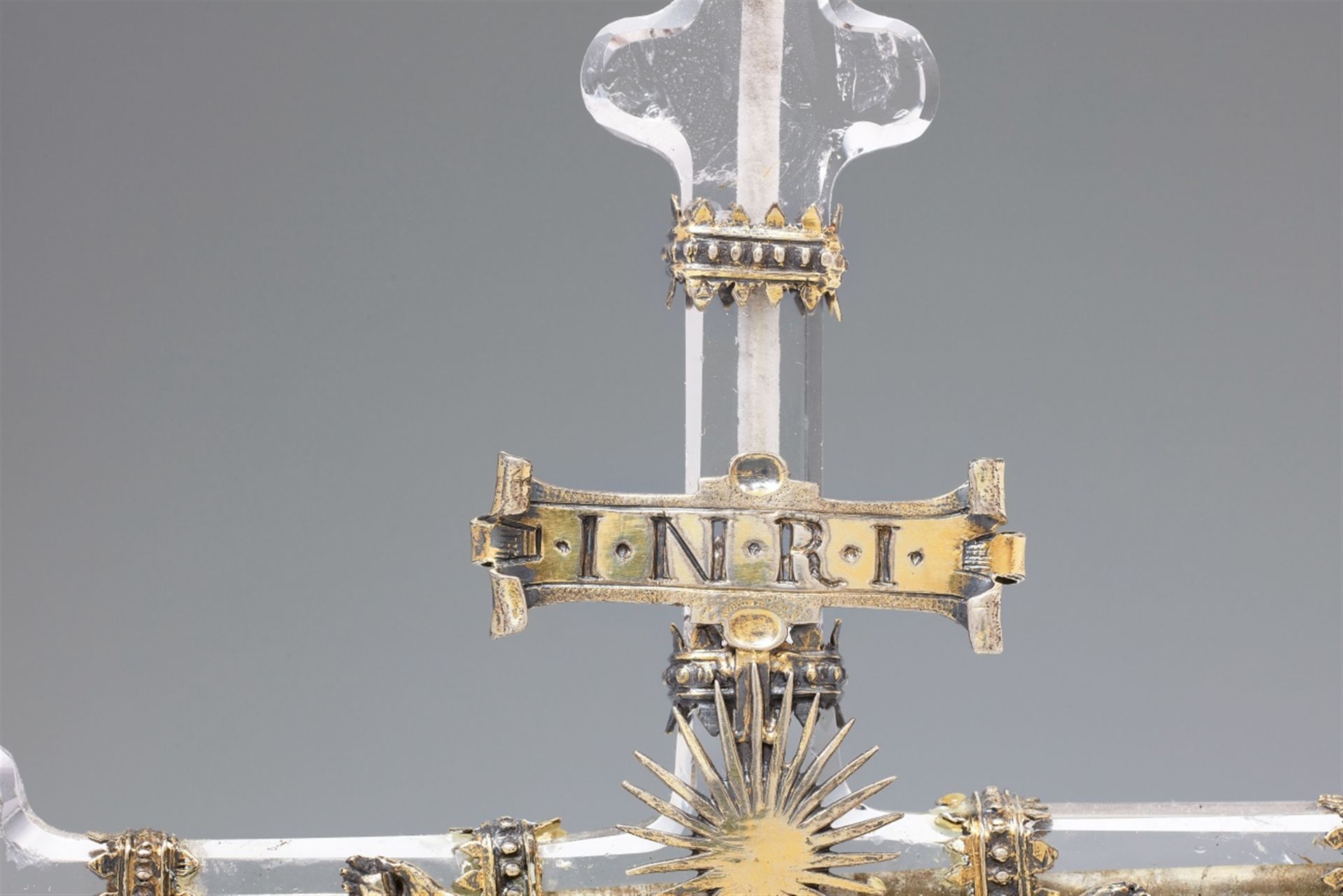 A small silver-mounted rock crystal altar cross, mid-17th century - Image 7 of 8