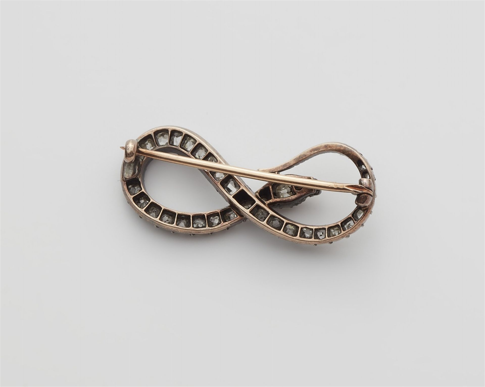 A silver and 14k gold diamond snake brooch - Image 2 of 2