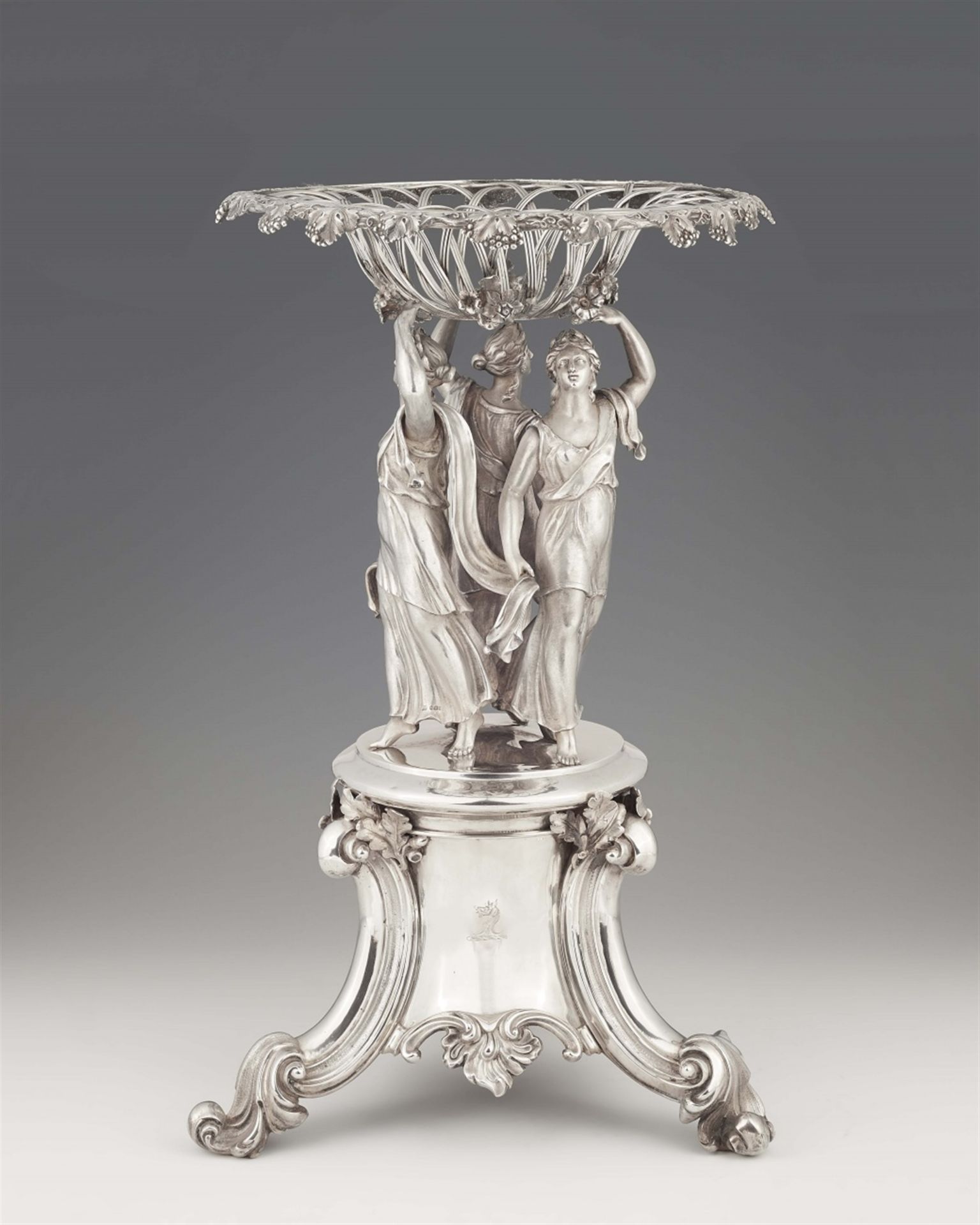 A large Victorian silver centerpiece