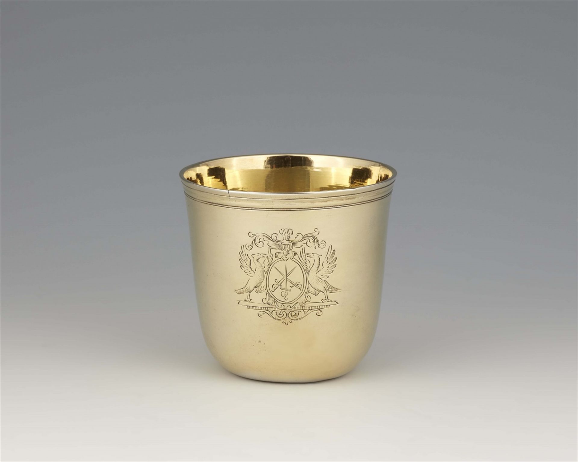 A Strasbourg silver gilt baptism beaker