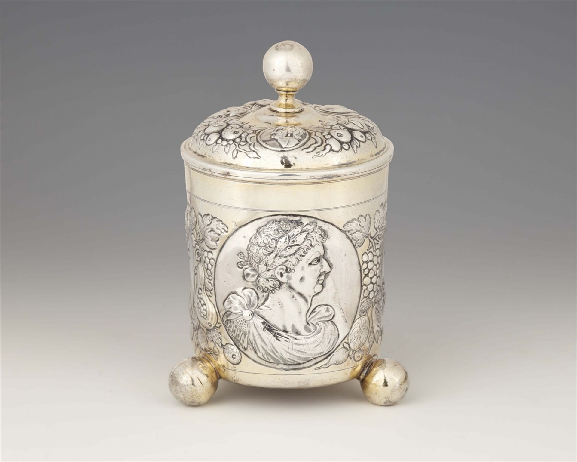 Made for the Abbot of Einsiedeln Abbey:,  An Augsburg Baroque silver beaker of Raphael v. Gottrau