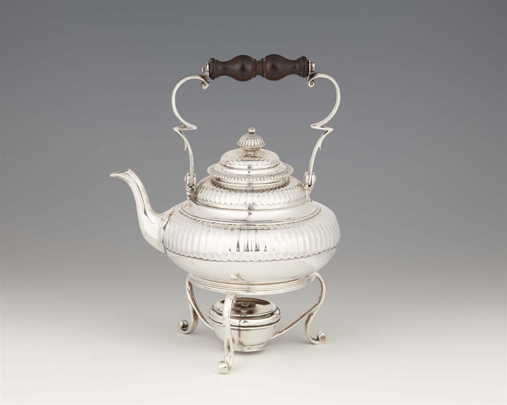 A Maastricht silver tea kettle and rechaud