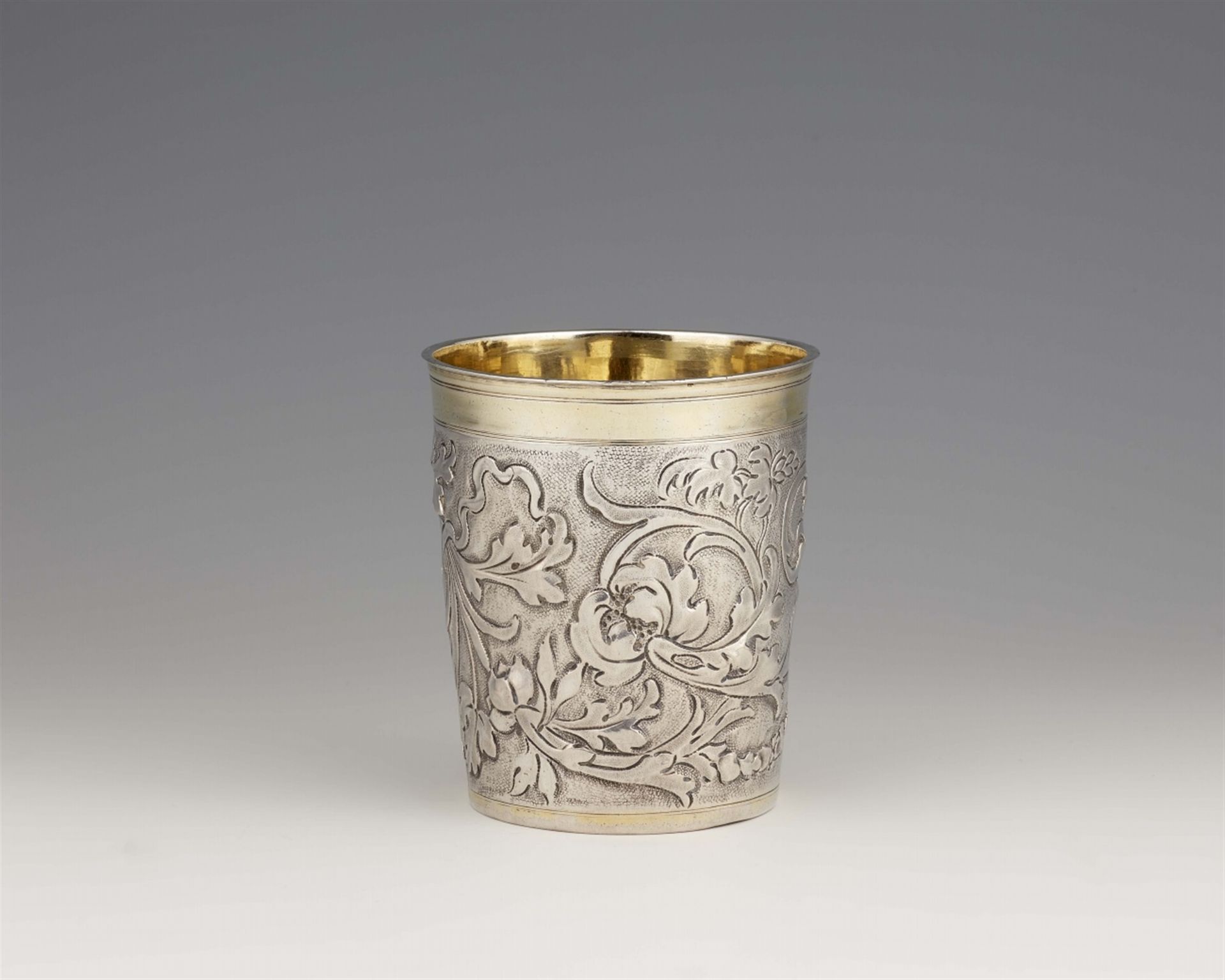A parcel gilt Augsburg Baroque silver beaker