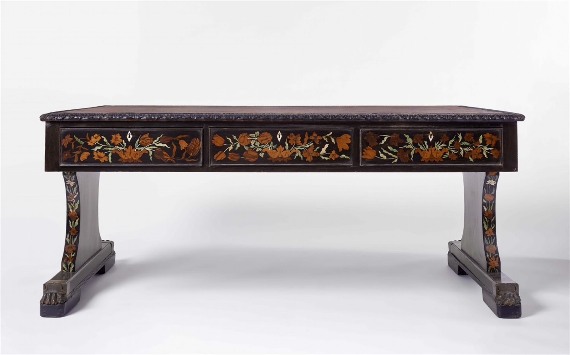 An English inlaid writing table