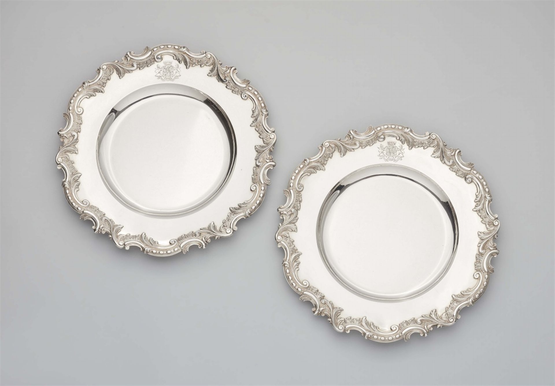 A pair of Vienna silver plates