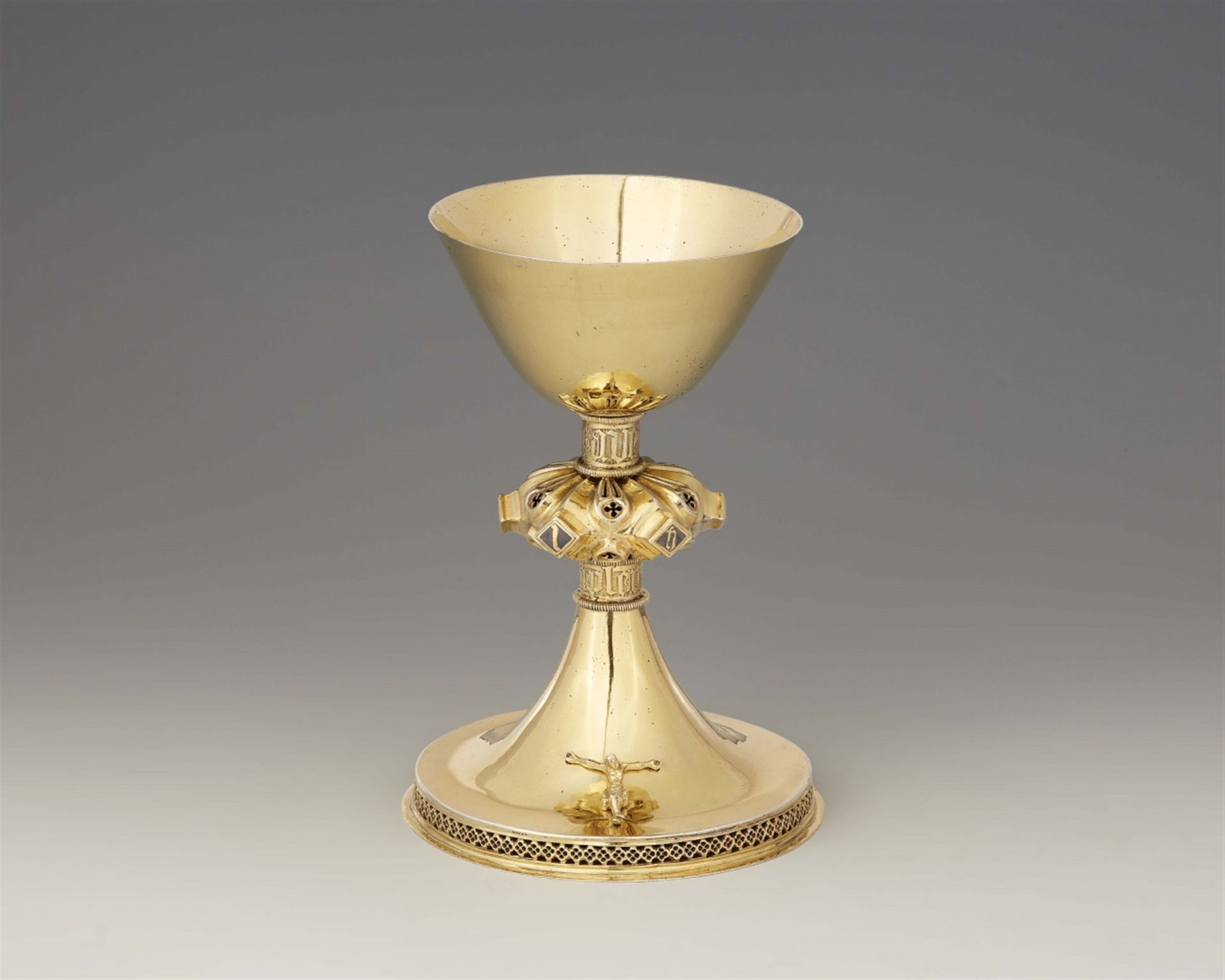 A large Gothic silver gilt communion chalice