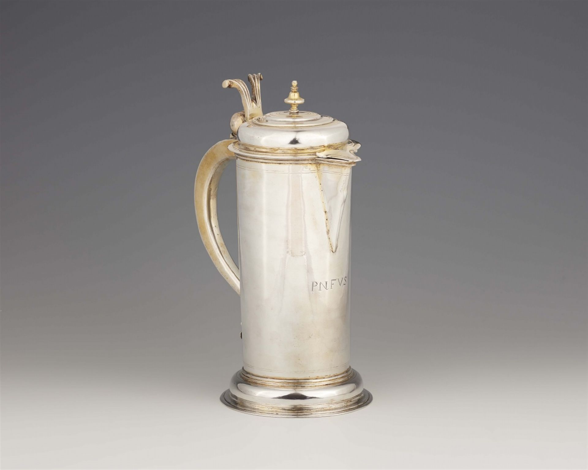 A parcel gilt Nuremberg silver communion jug