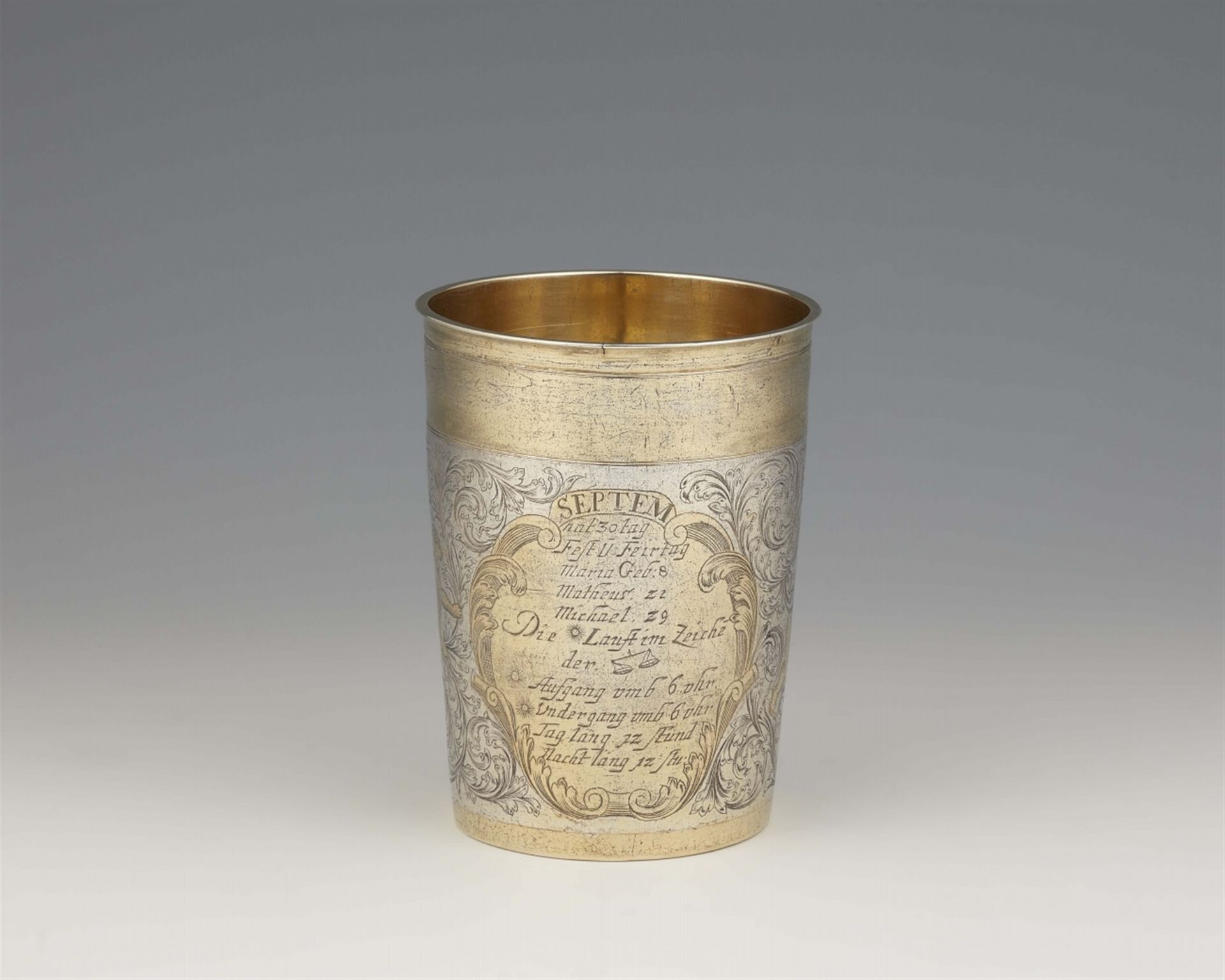 An Augsburg silver beaker on the month of September - Image 4 of 4