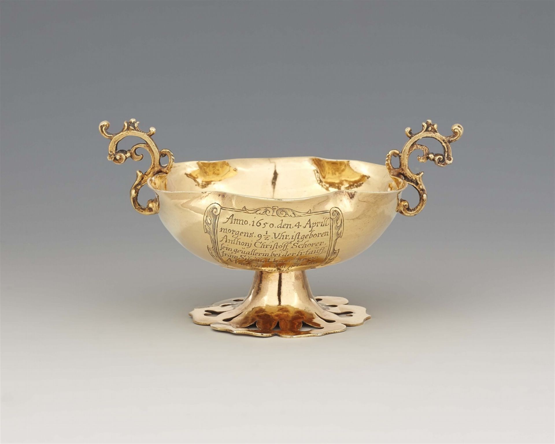 An Augsburg silver christening bowl