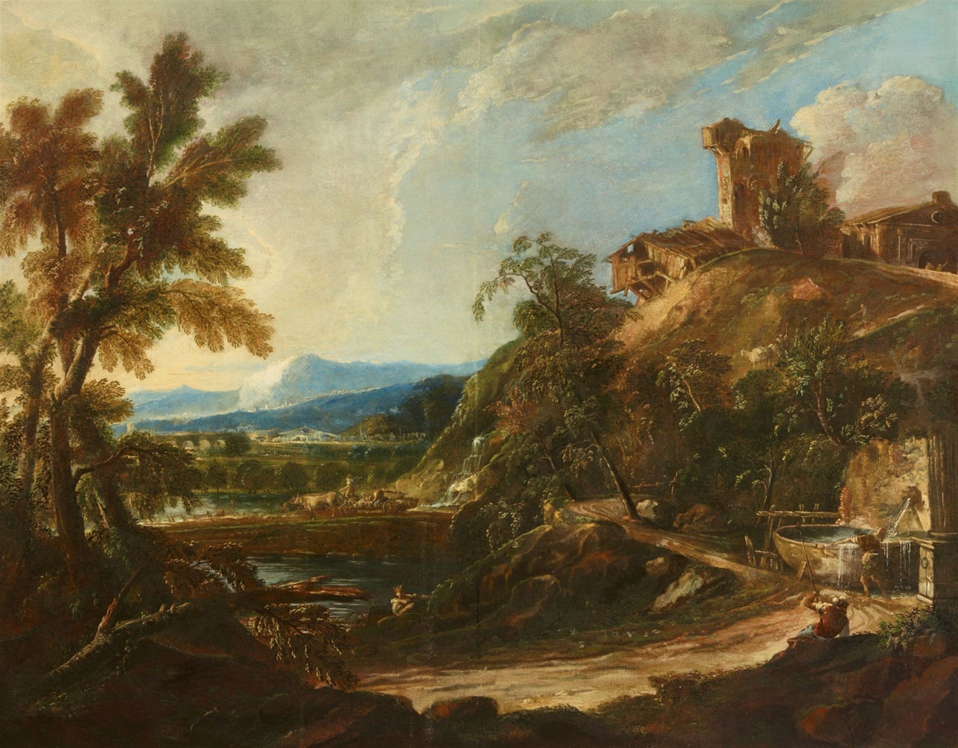 Marco Ricci, Große bergige Landschaft mit Staffage