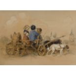 Ludwig Richter, Kinder auf einem von Hunden gezogenen Leiterwagen
