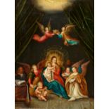 Antwerpener Meister des 17. Jahrhunderts, Madonna mit Kind und musizierenden Engeln