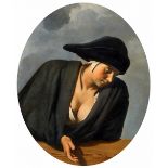 Caesar Boetius van Everdingen, Junge Bäuerin mit schwarzem Hut an einem Zaun