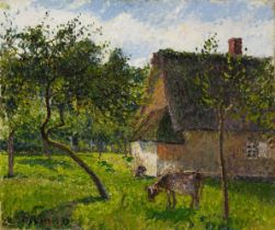 Camille Pissarro, Verger à Varengeville avec vache (Un clos à Varengeville)