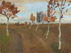 Paula Modersohn-Becker, Landschaft mit Birkenweg im Herbst