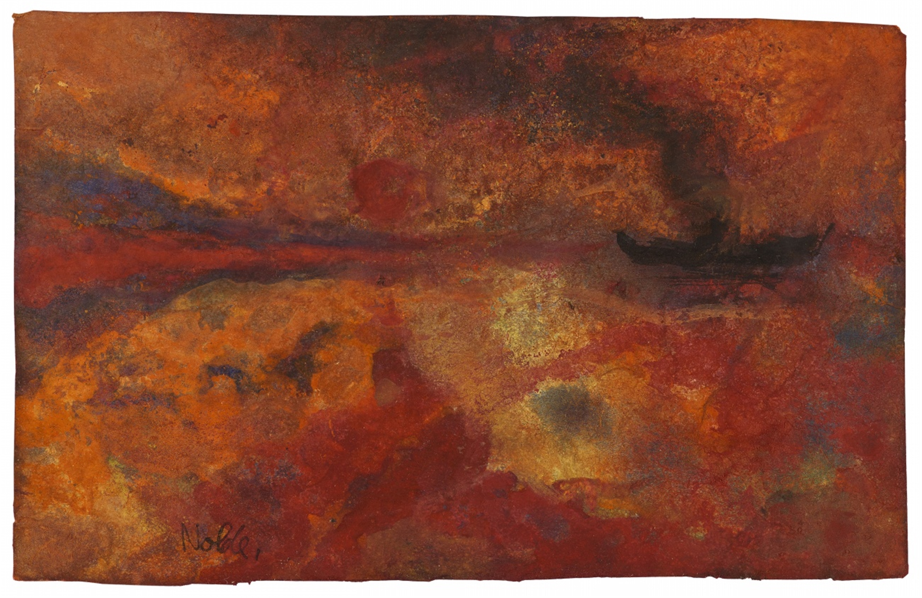 Emil Nolde, Rotes Meer (Sonnenuntergang und schwarzer Dampfer)