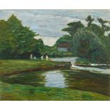 Otto Modersohn, Badende an der alten Schleuse in Fischerhude