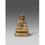 Bedeutende Figur des Vajrasattva, mit langer Inschrift. Bronze. Tibet. 15./16. Jh.