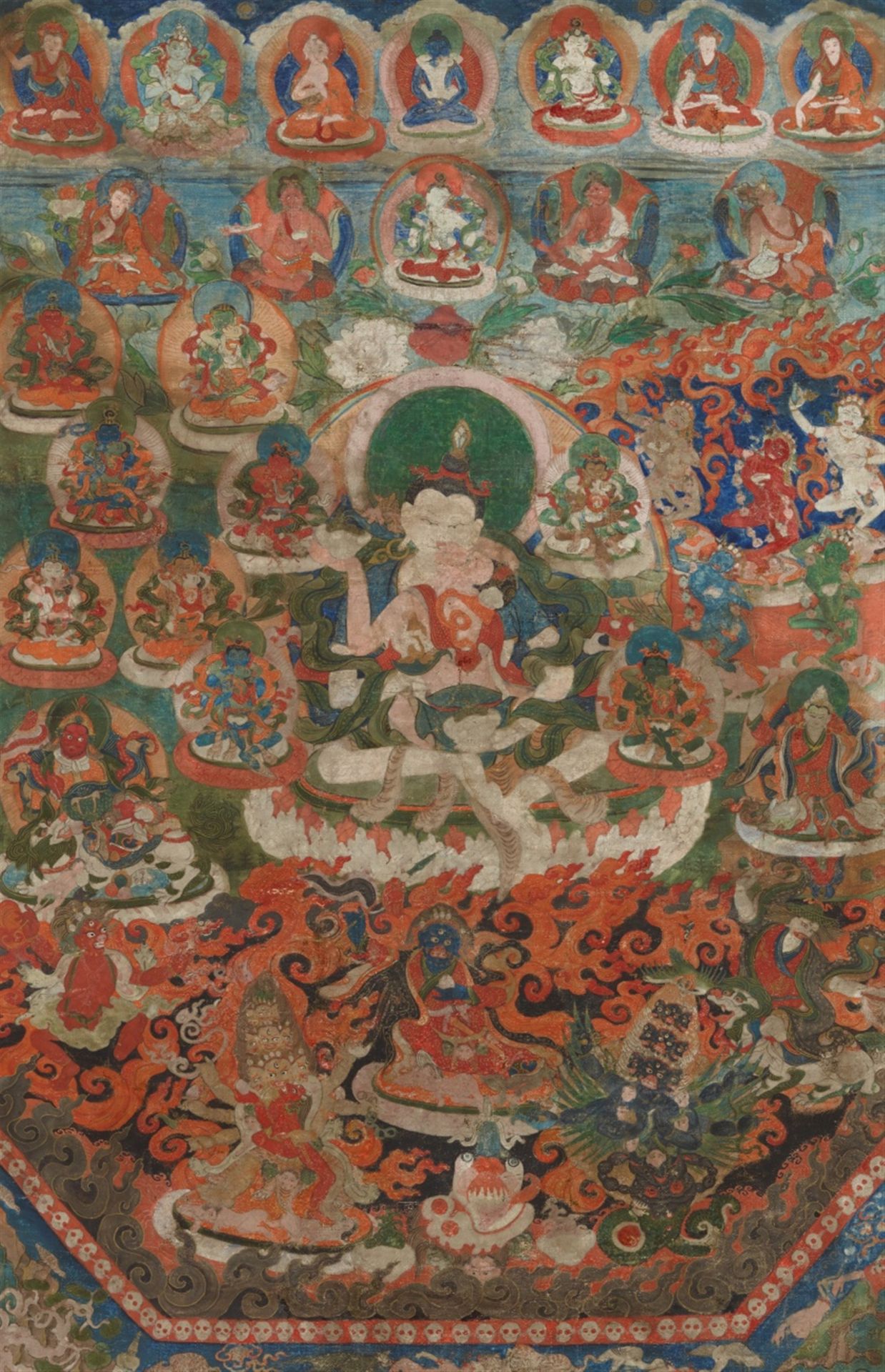 Thangka des Samantabhadra in yab yum. Tibet. 18./19. Jh.