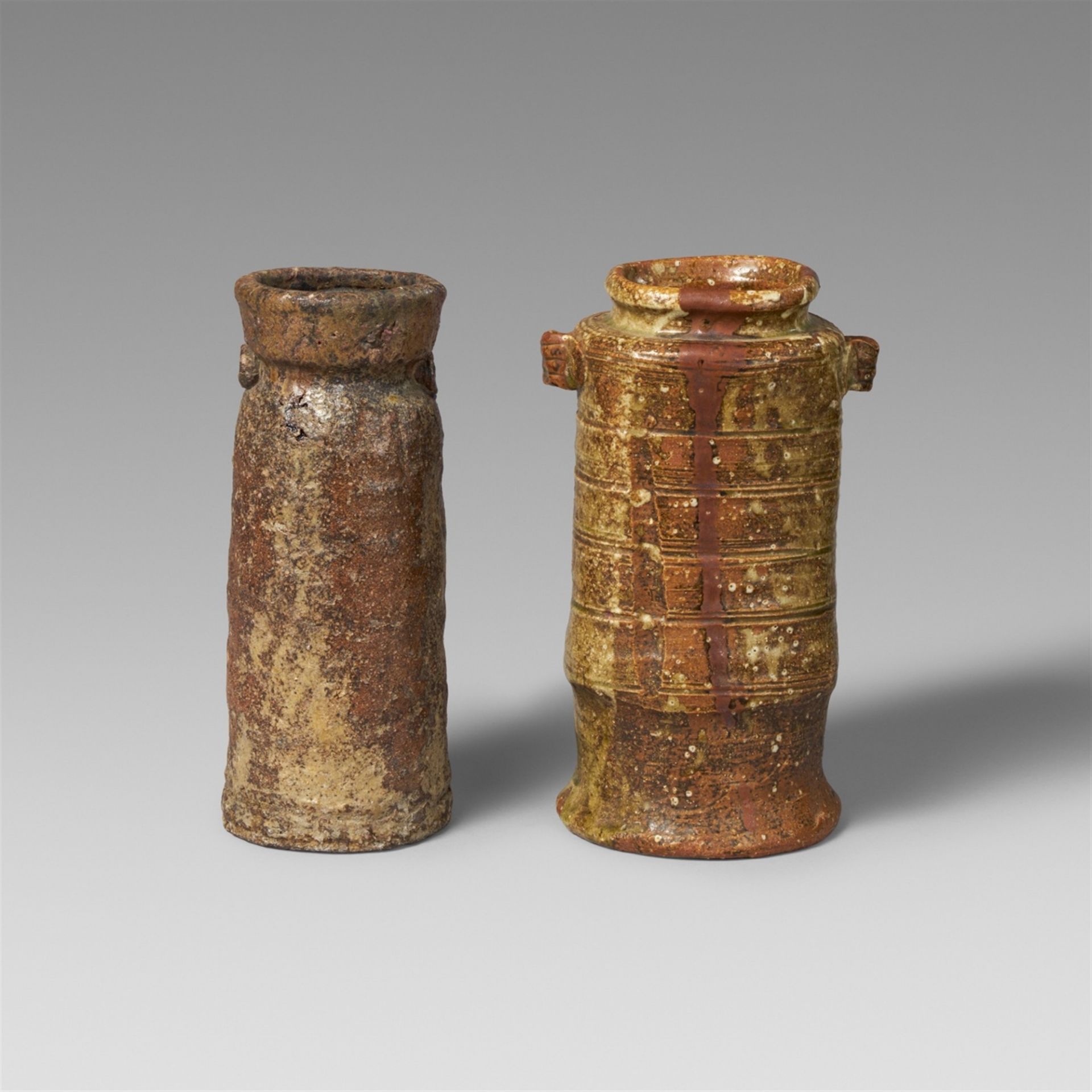 Two tall Iga vases. Edo period