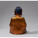 Große Figur des Bhaishajyaguru, der Buddha der Medizin. Bronze mit Lackfassung. 17./18. Jh.