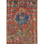 Bedeutendes Thangka des Hevajra mit Nairatmya. Tibet. 19. Jh.