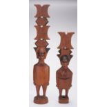 Two totem sculptures