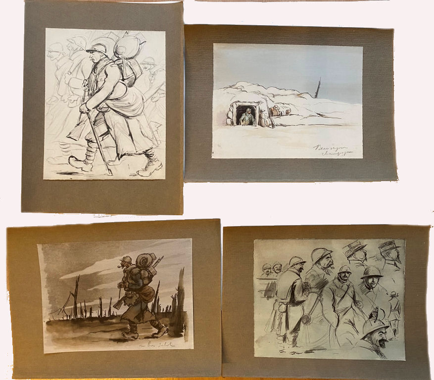 Some War Sketches, 40 Sketches and Watercolors Drawings - Image 4 of 5