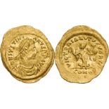 Justinian I (527-565), Tremissis s, Gold (1.42 g), Constantinople.