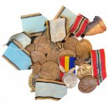 LOT OF 12 MEDALS and a Ribbon Bar