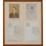 Framed group of documents belonging to a Cuban Voluntary 7th Battalion Havana