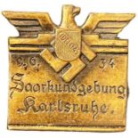 Saarkundgebung Karlsruhe 1934 Badge