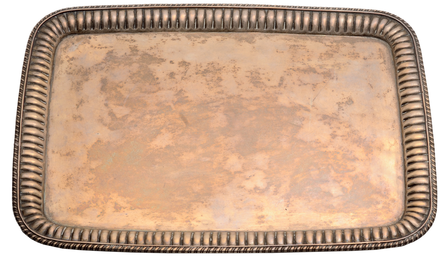 Rectangular silver service tray