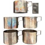 Art-Deco style series of five silver cups (tea cups)