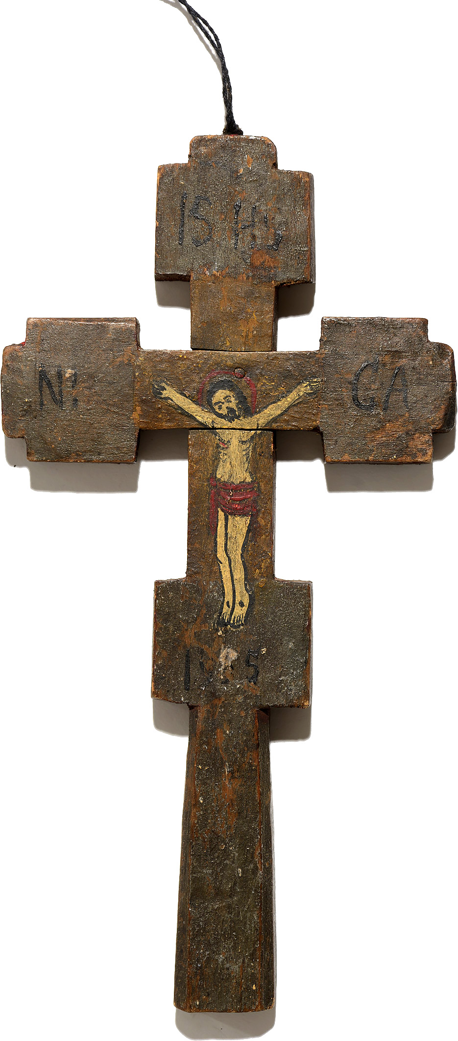 North Carpathian, Blessing Cross, early 20th Century, Oil on Wood, 25x12.9 cm - Image 2 of 2