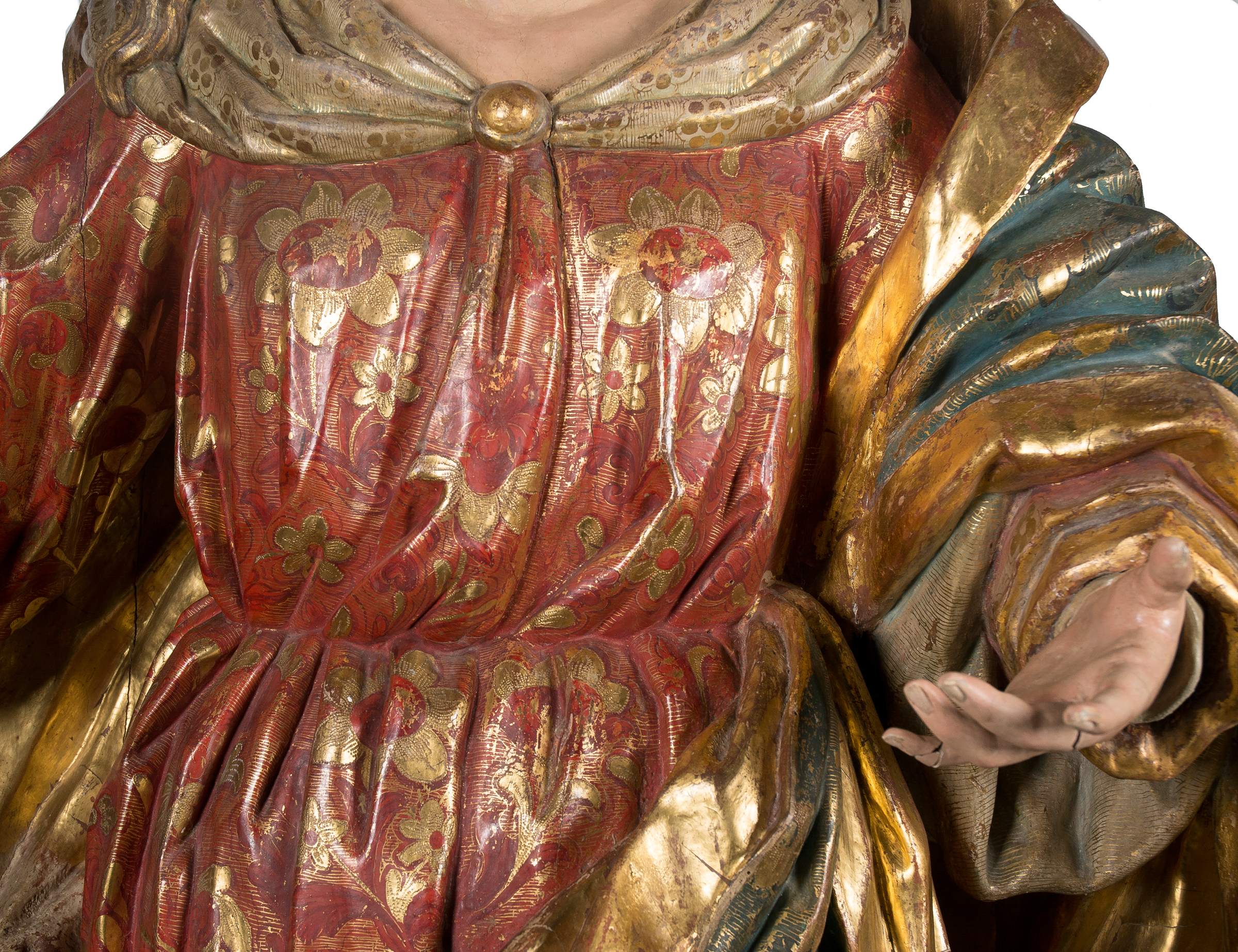 "Our Lady Immaculate". Monumental carved, gilded and polychromed wooden sculpture. Castilian Scho - Image 7 of 10