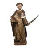 "Saint Peter the Martyr or Saint Peter of Verona". Carved, gilded and polychromed sculpture with