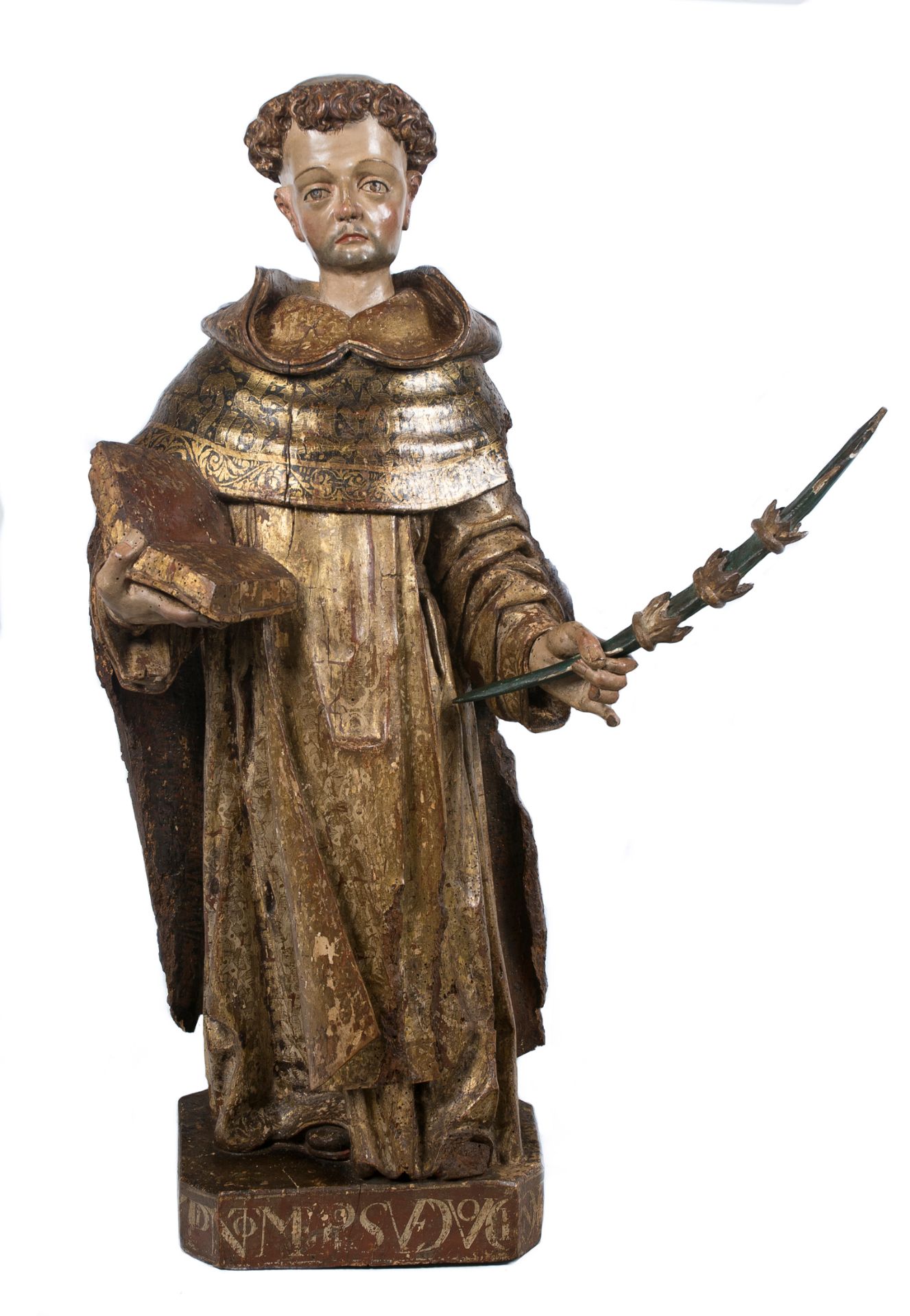 "Saint Peter the Martyr or Saint Peter of Verona". Carved, gilded and polychromed sculpture with