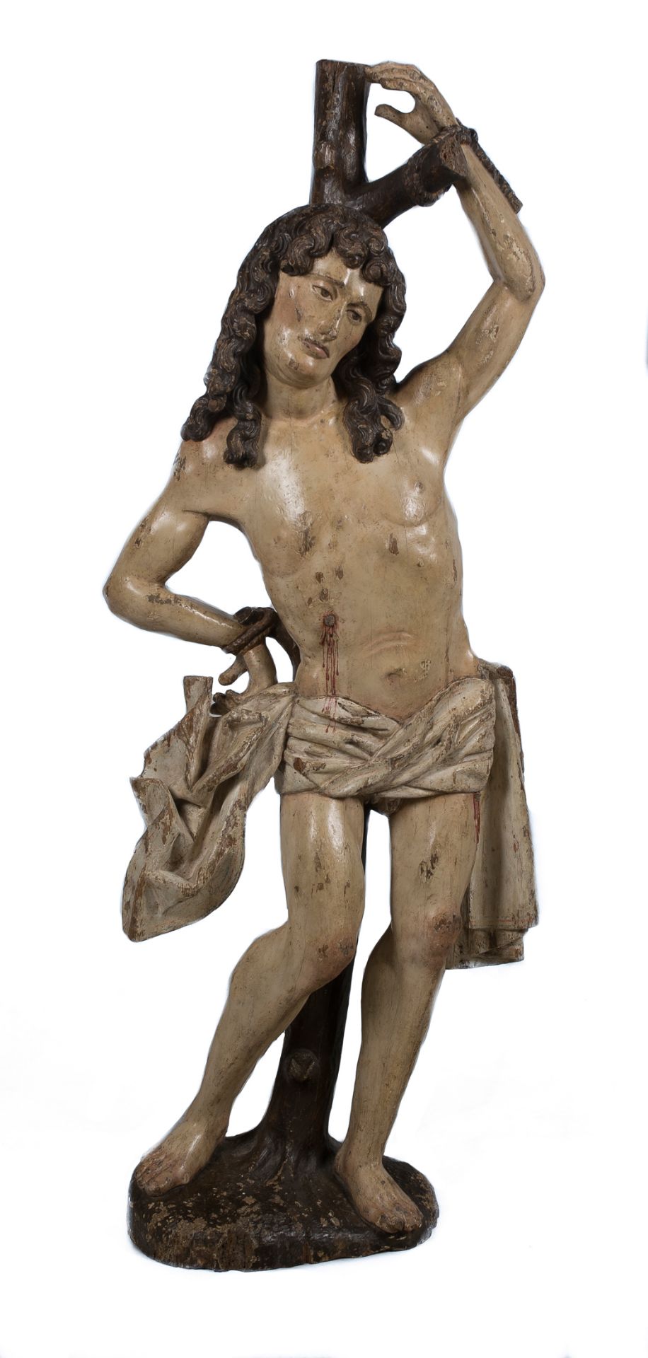 "Saint Sebastian". Carved and polychromed wooden sculpture. Germany. Gothic. 15th century.