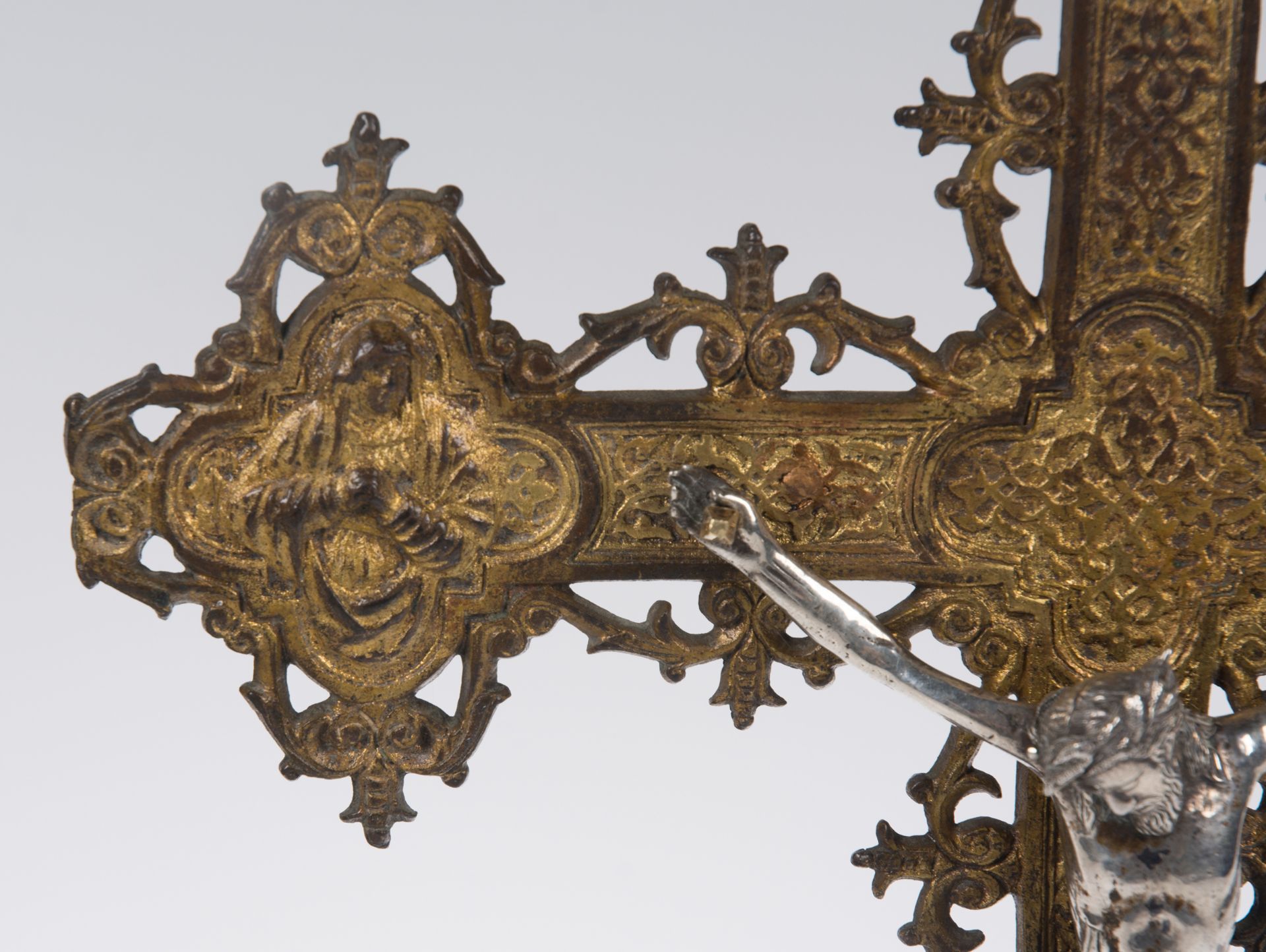 Gilded bronze cross with a silver Christ. Italy. 16th century. - Image 5 of 8