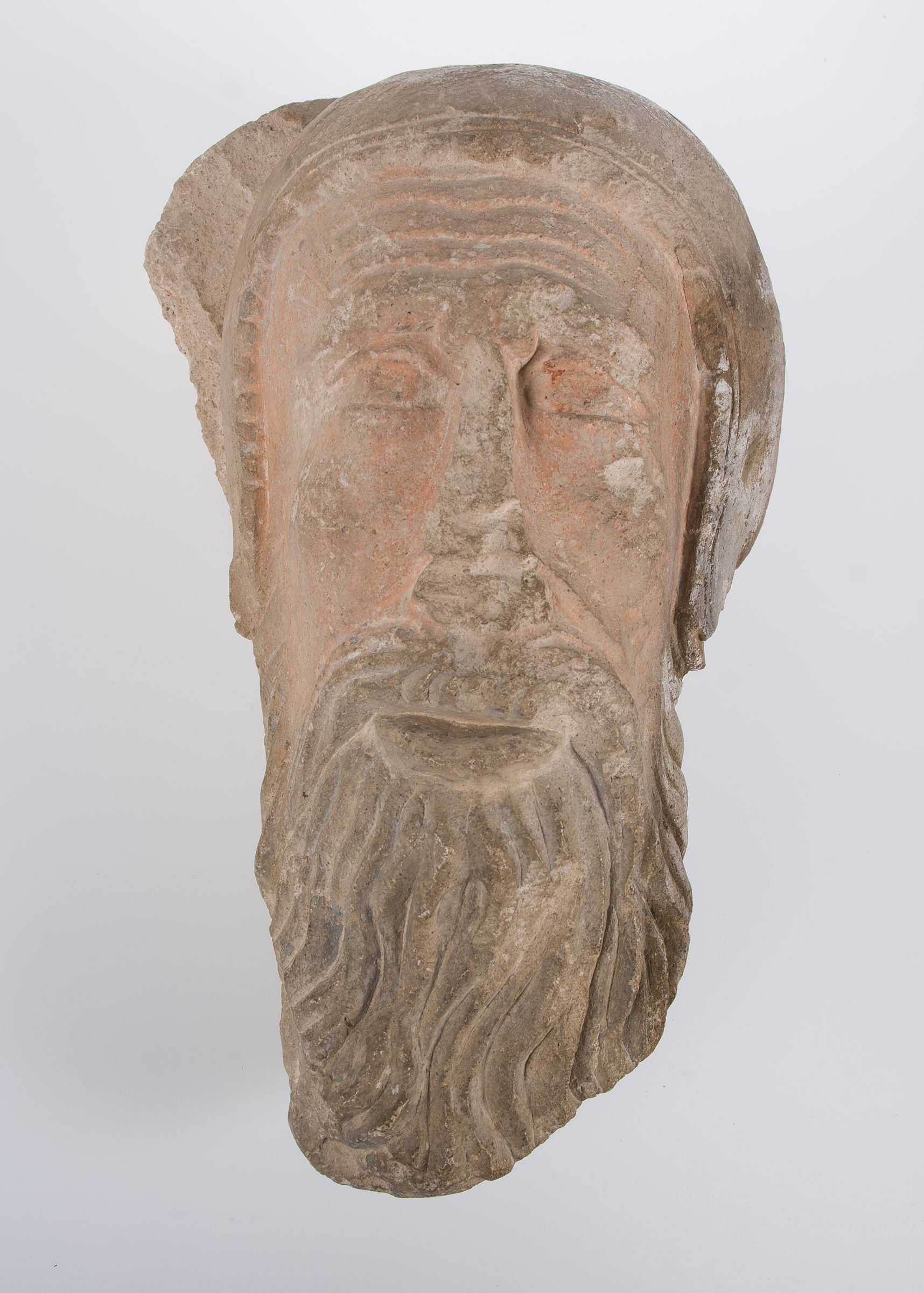 "Saint´s head". Sculpted, polychromed stone. Romanesque. - Image 2 of 6