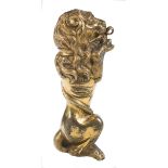 Gilded and chased bronze lion. Italian-Flemish work. Renaissance. Circa 1500.